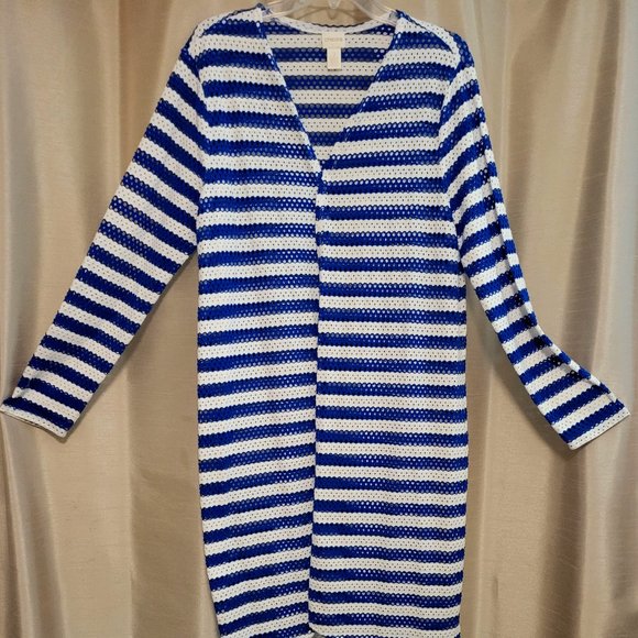 Chico's striped swimwear cover up size 2 - Picture 1 of 6